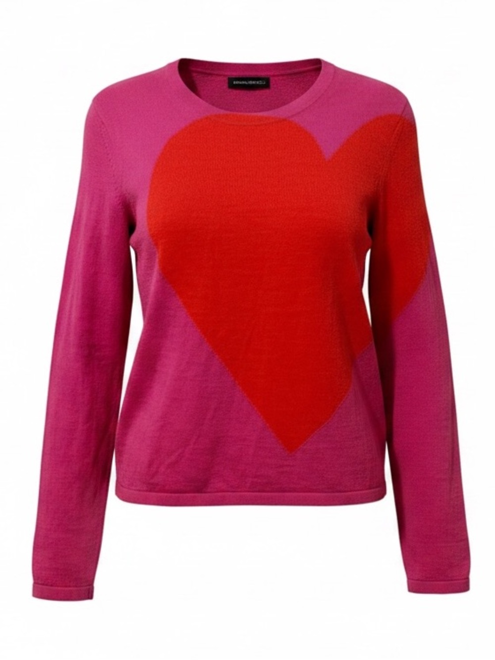 BANANA REPUBLIC pink & red heart extra
fine merino wool blend sweater size L